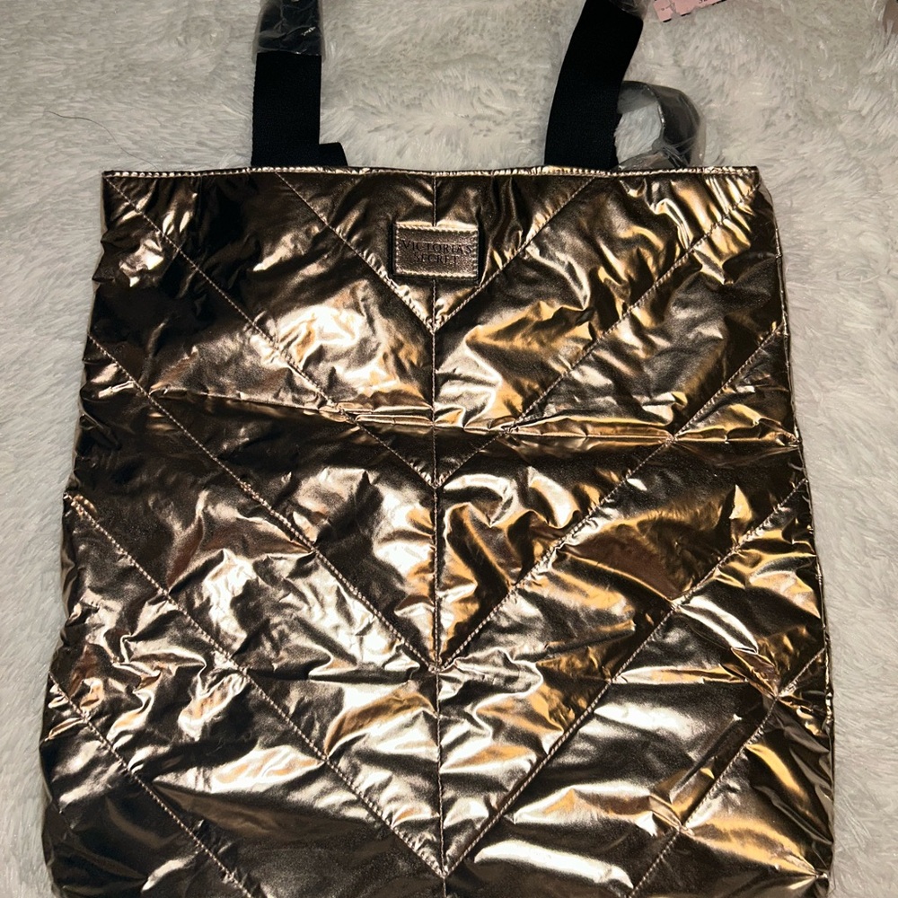 Victoria Secret Gold Quilted Tote Bag